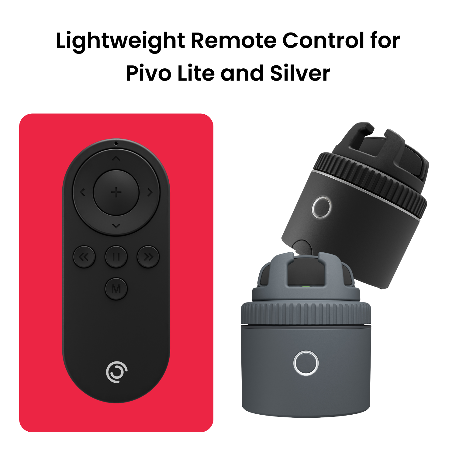 Lightweight black remote control for Pivo Pods and Max with directional buttons and compact design