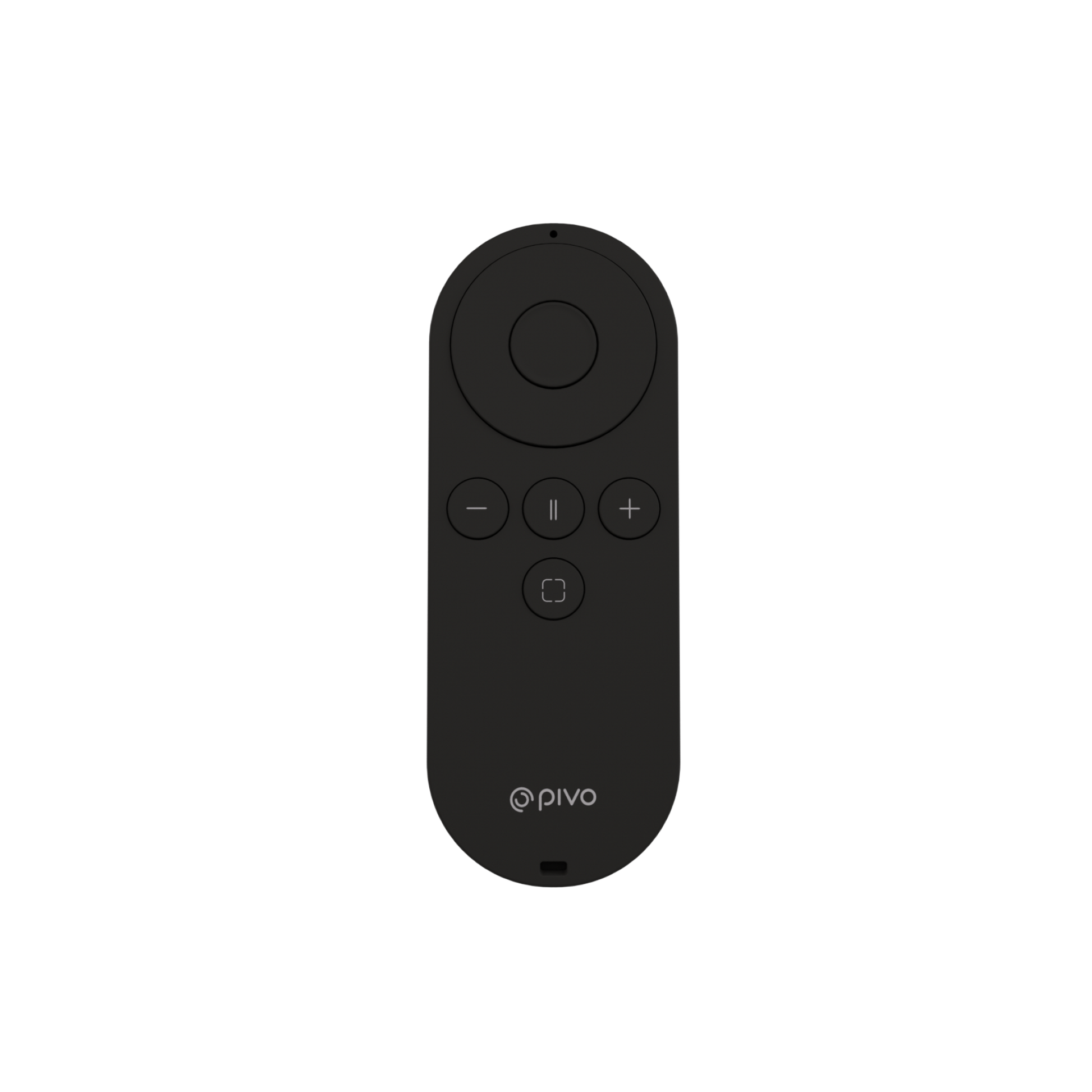 Lightweight black remote control for Pivo Pods and Max with multiple buttons and compact design