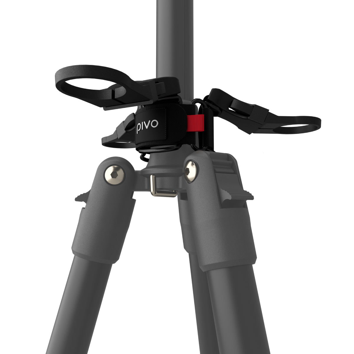 Eco-friendly tripod weight with wrap-around velcro strap and clip-on buckles for added stability and adjustable water bottle holders